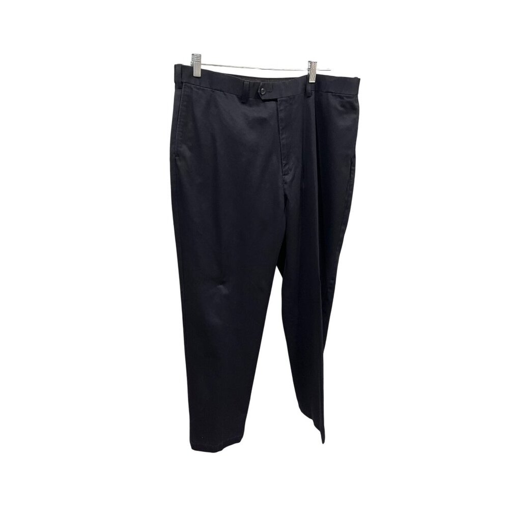 Savane Mens Navy Blue Flat Front Dress Pants With Back Pockets Size 38W 32L